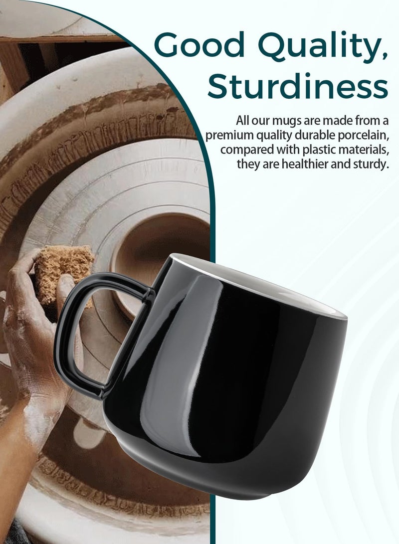 Teocera Ceramic Coffee Mug Set of 4-12 oz Coffee Mugs with Large Handles for Hot or Cold Drinks Like Latte, Cocoa, Tea or Juice - Smooth Ceramic, Dishwasher Safeï¼ŒBlack - Image 4